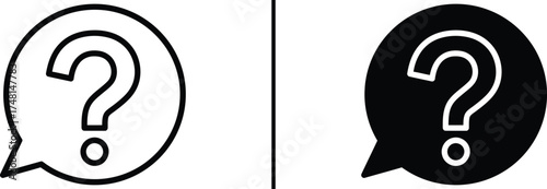 Question Mark Icon in Speech Bubble, Help and Support Symbol