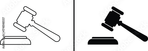 Judge Gavel Icon, Law and Justice Court Symbol Vector