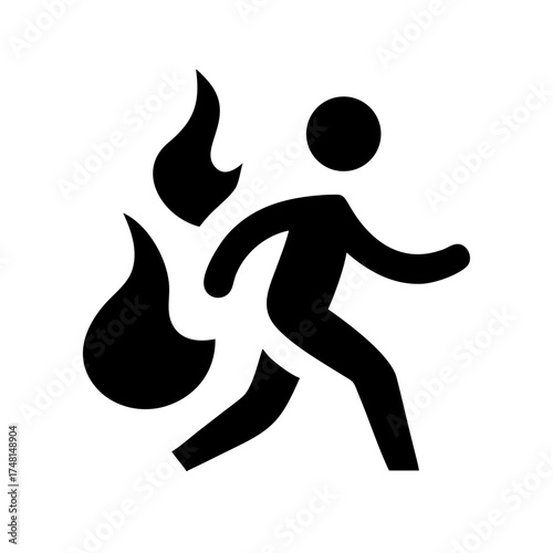 Stick figure escaping from fire