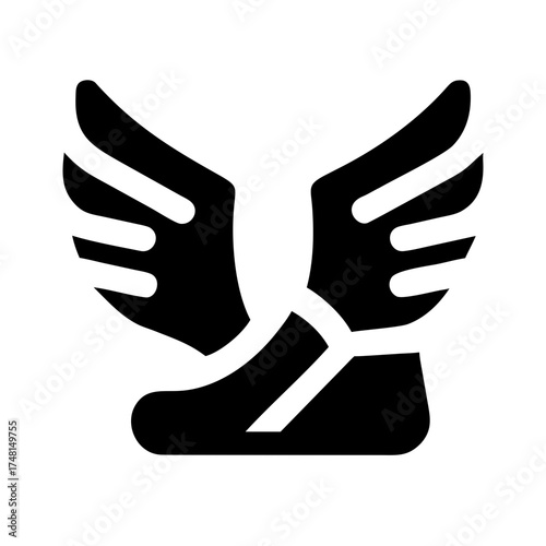 Winged shoe represents speed and swiftness