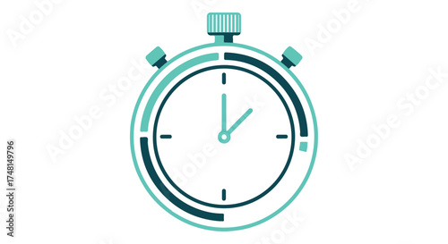 Stylized stopwatch icon with teal accents, symbolizing time, speed, and measurement, isolated on transparent background