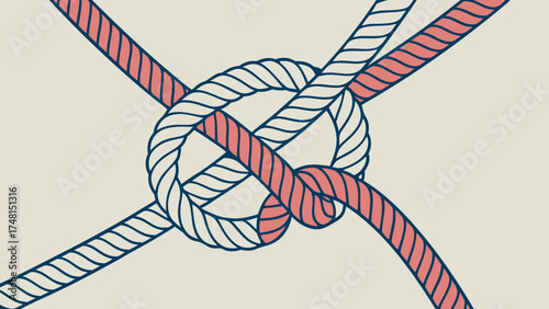 Abstract Rope Knot Design Nautical Theme Intertwined Strings Pattern Background Decorative Texture Vector Illustration Graphic Design Element.