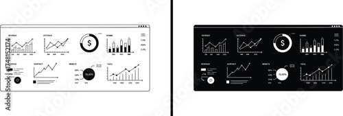 Data Dashboard Interface, Business Analytics Vector