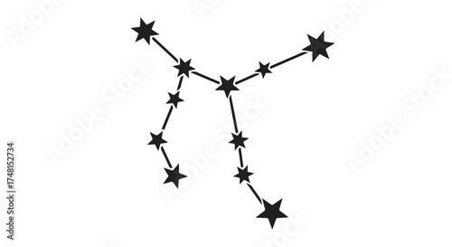 Stylized black constellation of stars connected by lines on a transparent background