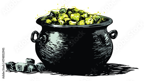 Spooky Halloween Popsicle Treats with Bubbling Green Potion in Black Cauldron