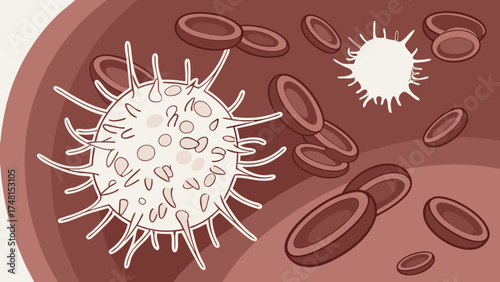 Blood cells immune system microscopic view medical illustration biology healthcare science white blood cell red blood cell cell vector graphic detailed anatomy human body illness.