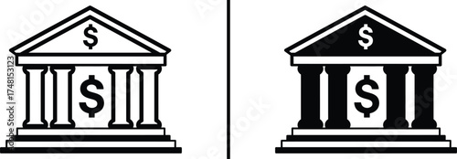 Bank Building Icon, Finance Institution Vector