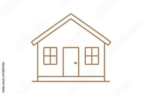 Simple outline of a detached family home or cabin with a door and windows