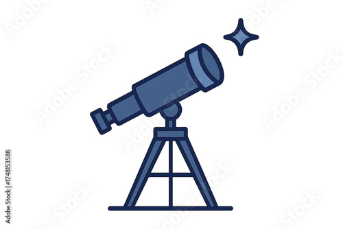 Blue astronomical telescope on a tripod for stargazing and cosmic exploration