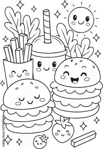 A delightful vector illustration of a cartoon birthday cake with lit candles, a sweet dessert from the bakery set.