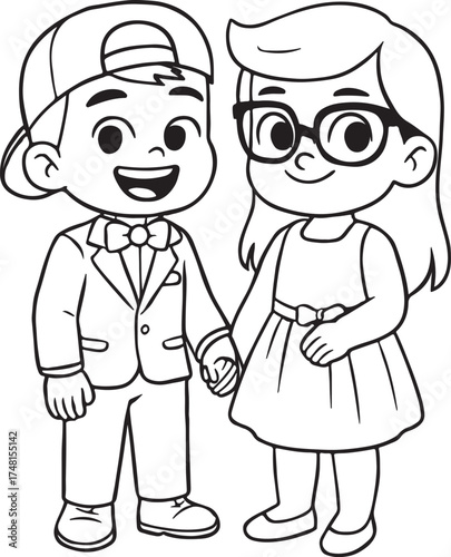 Smiling cartoon doctor and nurse set with a funny man, woman, and child character family vector illustration.