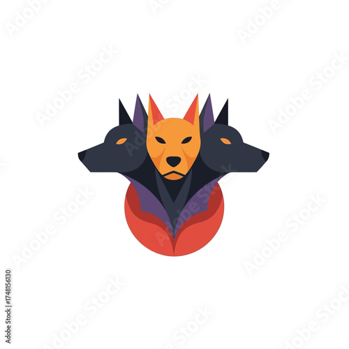 Cerberus Icon A Vector Illustration Depicting the Mythological Guardian of the Underworld