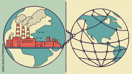Environmental Pollution and Global Network Concept Illustration.