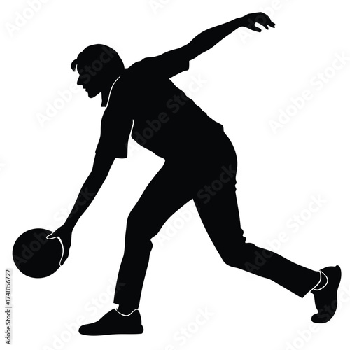 Bowling Player Vector Silhouette – Sport Game Illustration on White Background
