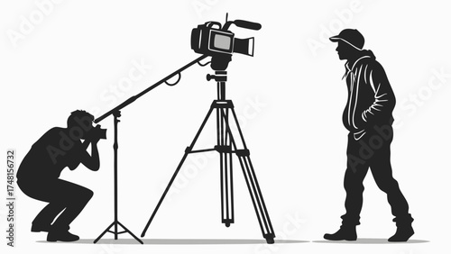 Filmmaking Silhouette Camera Operator and Subject Video Production Illustration.
