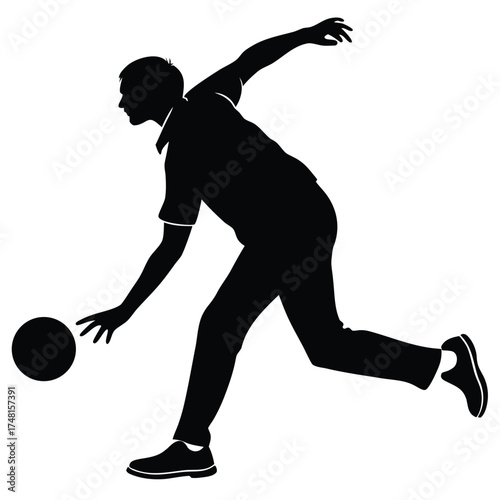 Bowling Player Vector Silhouette – Sport Game Illustration on White Background