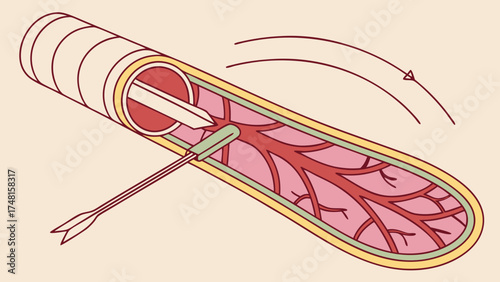 Angioplasty Procedure Medical Illustration Cross-Section of Vessel Catheter Balloon Stent Arterial Diagram Vascular System Healthcare Medicine Anatomy Cardiology Treatment Interventi.