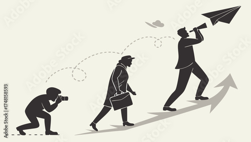 Business Growth Stages Career Progression Success Journey Upward Trajectory Conceptual Illustration.