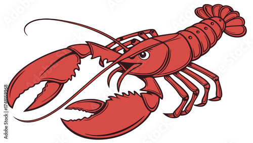 Cartoon Lobster Illustration Seafood Clipart Red Crustacean Claws Antennae Ocean Animal Menu Design Seafood Restaurant Food Illustration Aquatic Creature Marine Life Undersea World Un.