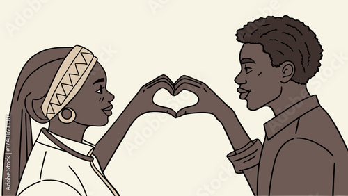 Couple forming heart shape with hands love romance affection togetherness relationship partnership unity connection intimacy tenderness care support love symbol hand gesture profil.