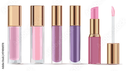 Vibrant Pink and Purple Lip Gloss Tubes for Makeup Cosmetic Products Beau