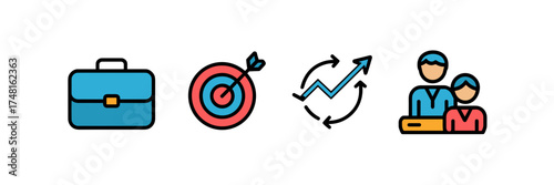 Minimalist career coaching icons with mentor and client – Ideal for HR branding, leadership visuals, or business communication content