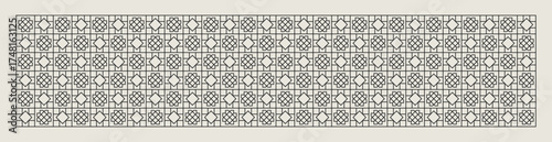 Geometric flower shapes line pattern background in black and white shades for wall décor, textiles, interior design, banners and more.