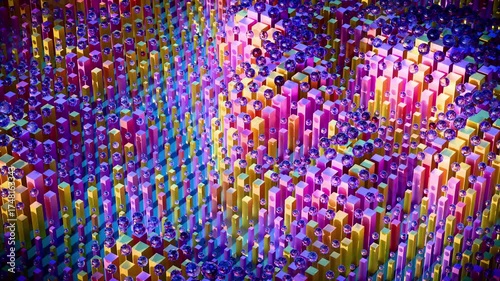 Abstract Motion Wave With Floating Box And Sphere, dynamic 3D visual showing rhythm, depth, and smooth motion, perfect for futuristic design, branding visuals, and creative promos.