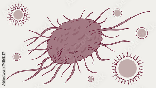 Microscopic Cell Illustration Medical Science Biology Healthcare Virus Bacteria Infection Disease Research Healthcare Illustration Scientific Illustration Cell Structure Microbiology.