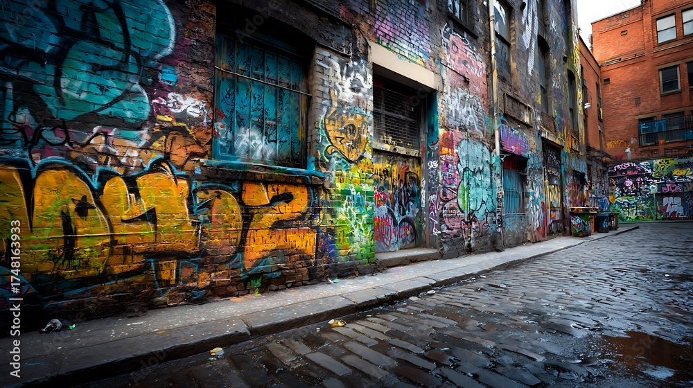 Fototapeta premium Colorful graffiti art on an urban wall