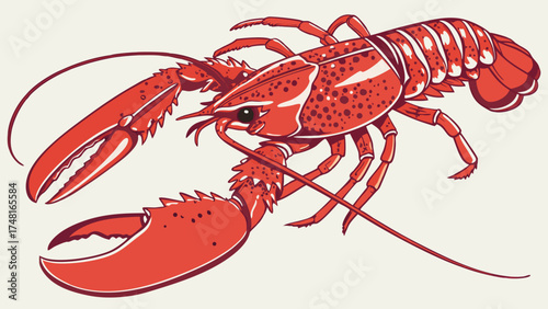 Red Lobster Illustration Seafood Menu Graphic Crustacean Clipart Aquatic Animal Design Claws Shellfish Underwater Life Ocean Creature Marine Animal Food Illustration Restaurant Menu Des.