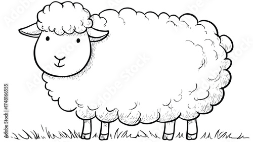 Cute Sheep Doodle Cartoon Drawing Style for Creative Projects