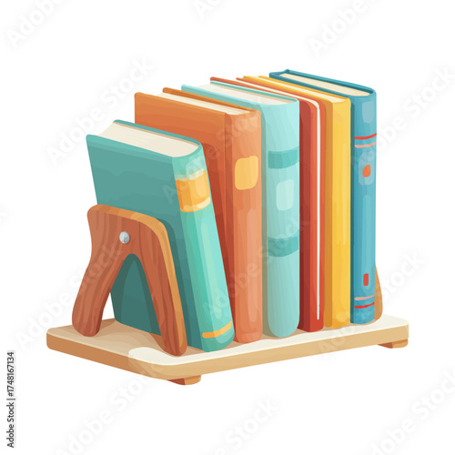Book Holder, 2D flat vector illustration isolated on a plain white background.