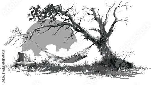 Spooky Summer Backyard BBQ Scenes - Creepy Summer BBQ Night Illustration