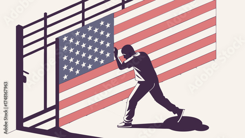 Striving for Freedom A Symbolic Illustration of Barriers and Hope.