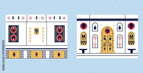 3d style minimal egyptian pharao pattern vector art design