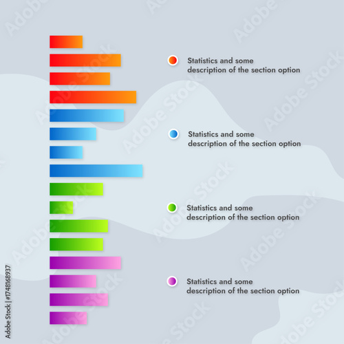 Graphs infographics chart in different colors to display your statistics on a gray background
