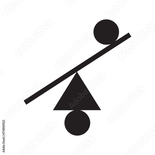 Precarious balance of stacked geometric shapes. Abstract conceptual illustration of stability, risk, and equilibrium.
