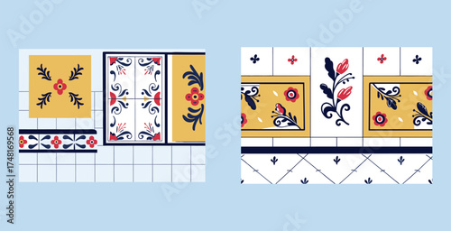 3d style minimal traditional italian pattern vector art design