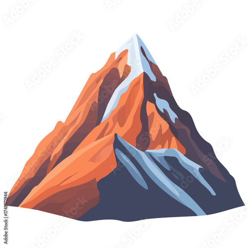 Minimalist 2D flat vector design of a Mountain Peak, clean illustration with a white background.