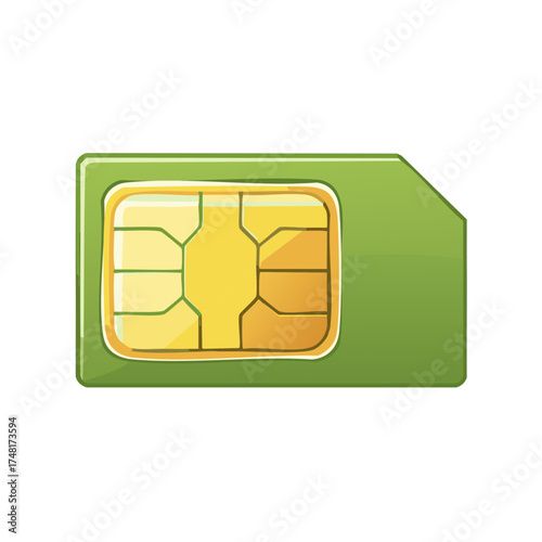 Green SIM card vector illustration for mobile communication and data connectivity technology