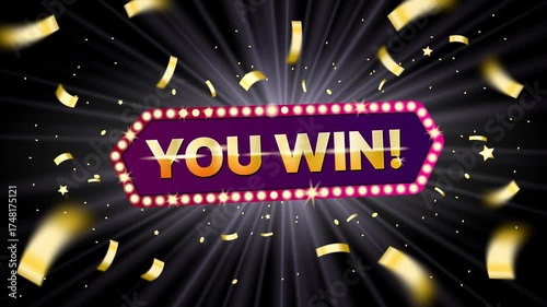 You Win Celebration Screen with Confetti and Lights