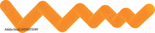 Hand drawn abstract orange zigzag line on white background representing sound waves or energy