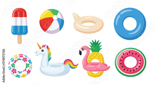 A collection of fun pool floats and summer treats for the perfect vacation.