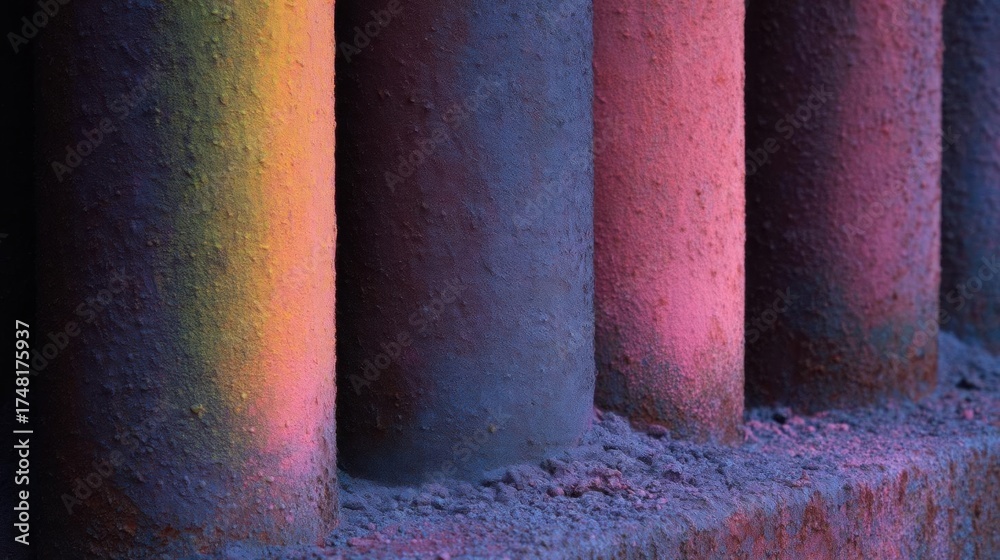 custom made wallpaper toronto digitalRow of six tall, cylindrical pillars with a textured surface. the pillars are arranged in a vertical line, with the tallest pillar on the left and the shortest on the right.