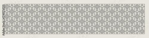 Geometric flower shapes line pattern background in black and white shades for wall décor, textiles, interior design, banners and more.