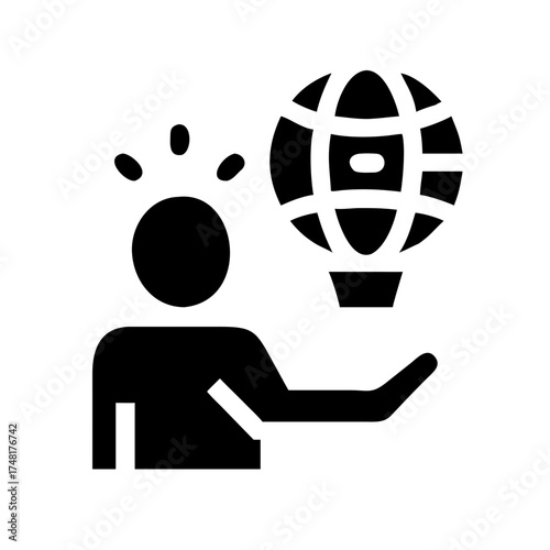 Person with a globe balloon
