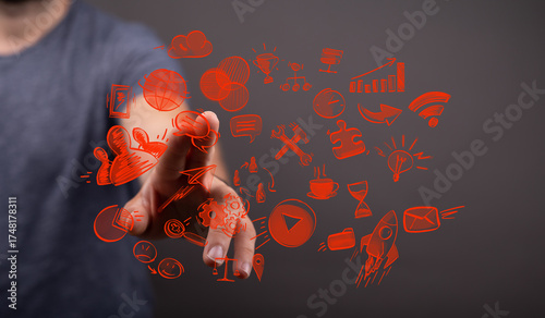 Hand interacting with float...