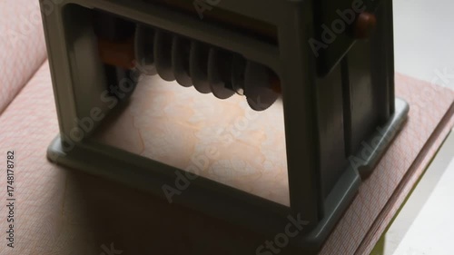 US Border Stamp in Passport. The concept of obtaining a stamp in the passport on entry into the territory of another state. A stamp is lowered onto a blank page of the passport