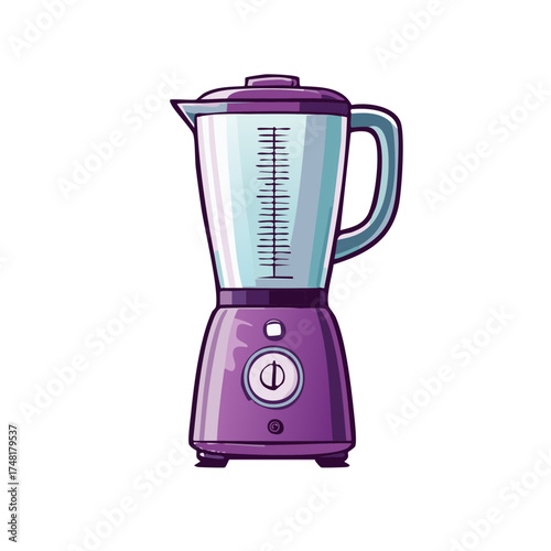 Modern purple kitchen blender with clear measuring container and handle